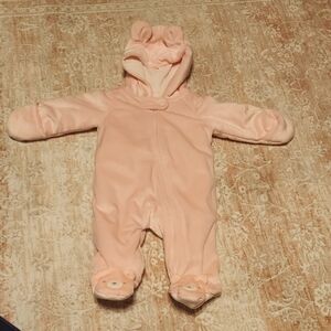 Cozy Pink Bear Hooded Baby Suit